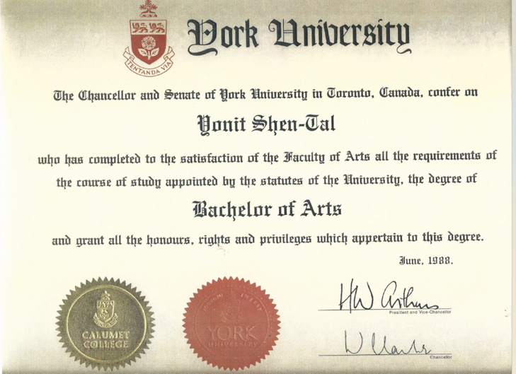 BA Yonit Sheintal Junbe 1988 Toronto